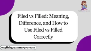 Filed vs Filled: Meaning, Difference, and How to Use Filed vs Filled Correctly