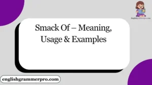 Smack Of – Meaning, Usage & Examples