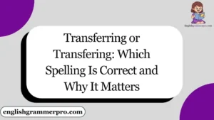 Transferring or Transfering: Which Spelling Is Correct and Why It Matters
